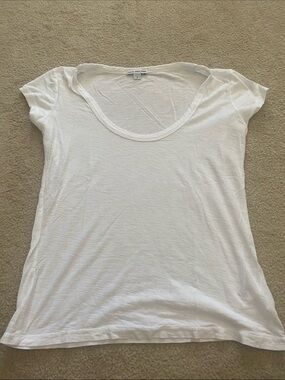 James Perse White Scoop Neck Short Sleeve Tee